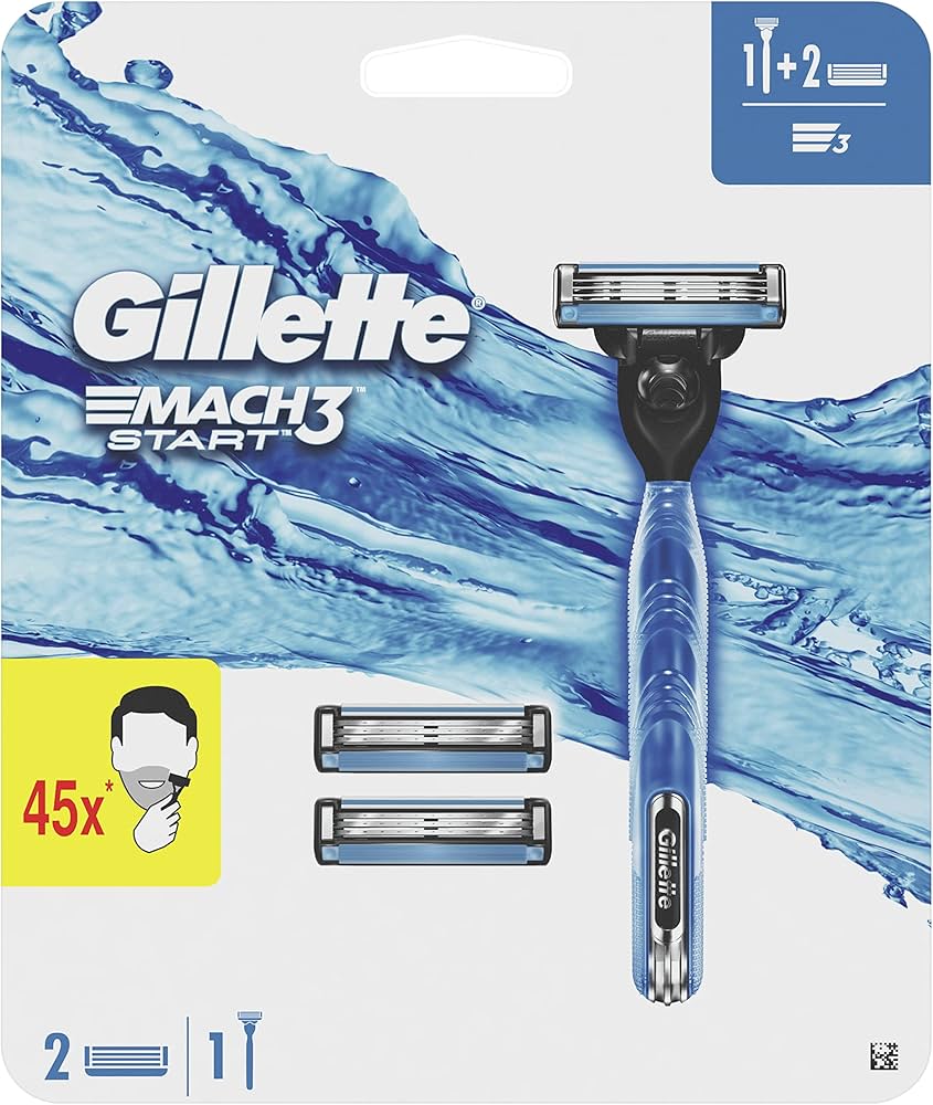 Gillette Mach3 Start Máquinilla de Afeitar Hombre con Mango Aqua Grip + 3 Cuchillas de Recambio, cuchillas de afeitar