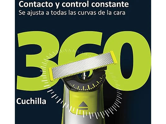 Recambio - Philips One Blade QP420/50, 2 cuchillas flexibles 360 grados, uso en cara y cuerpo, recorta, perfila y afeita