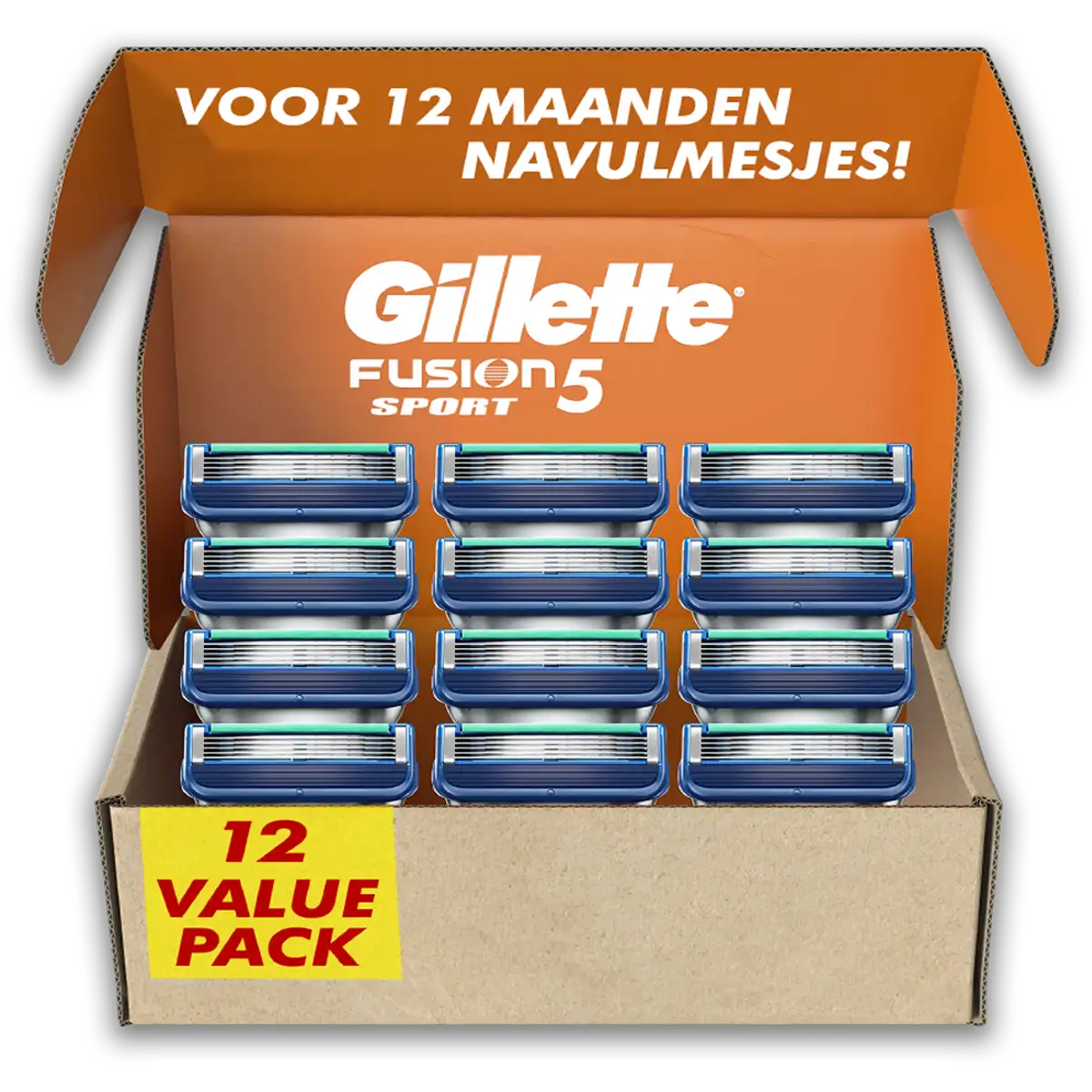 Gillette Fusion Cabezales de repuesto para maquinilla de afeitar, 12 uds., embalaje de cartón