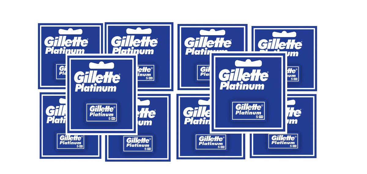 Gillette Platinum Hojas de Afeitar de Doble Filo para Hombre, 5 Recambios Embalaje Deteriorado