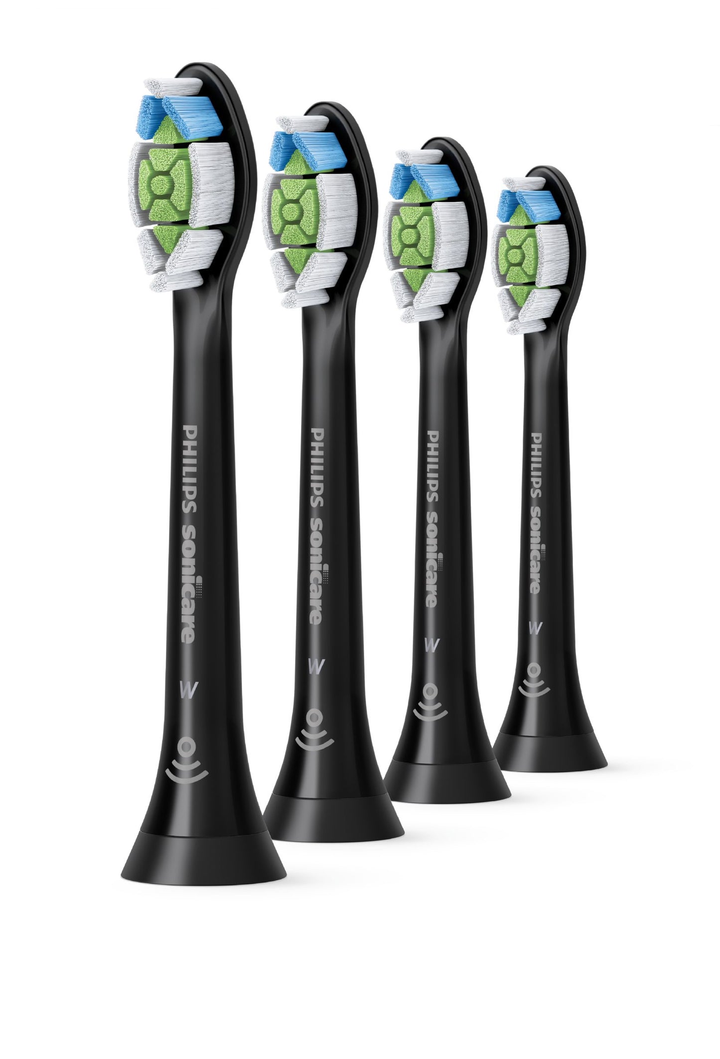 Philips Sonicare W2 Optimal White, cabezales de cepillo dental de repuesto originales, negro, paquete de 4, HX6064