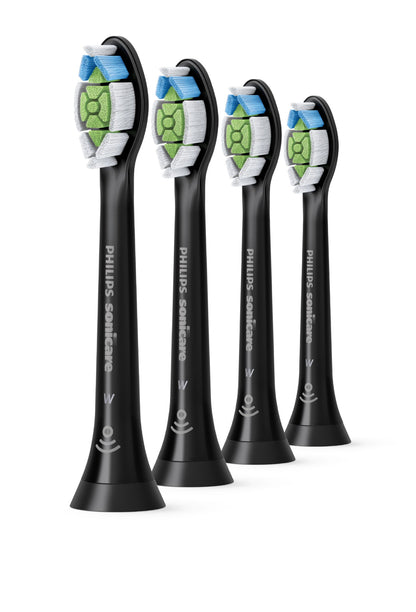Philips Sonicare W2 Optimal White, cabezales de cepillo dental de repuesto originales, negro, paquete de 4, HX6064
