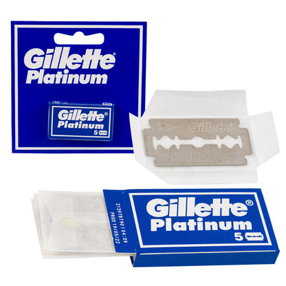 Gillette Platinum Hojas de Afeitar de Doble Filo para Hombre, 5 Recambios Embalaje Deteriorado