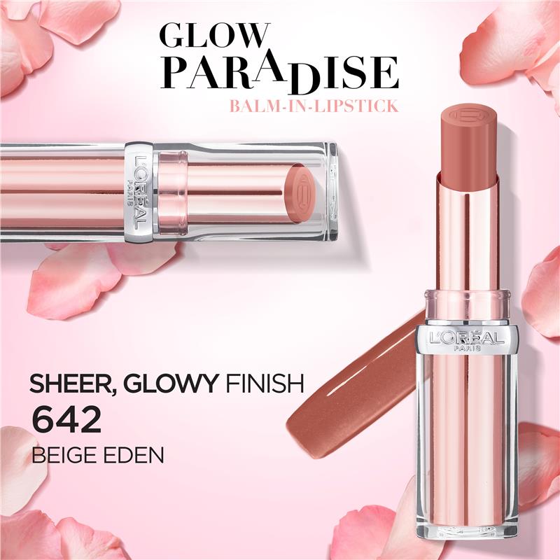 L'OREAL PARIS Color Riche Shine Glow Paradise Barra de labios con brillo intenso 642