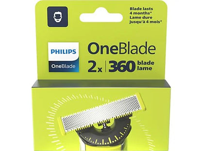 Recambio - Philips One Blade QP420/50, 2 cuchillas flexibles 360 grados, uso en cara y cuerpo, recorta, perfila y afeita