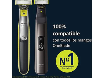 Recambio - Philips One Blade QP420/50, 2 cuchillas flexibles 360 grados, uso en cara y cuerpo, recorta, perfila y afeita