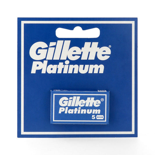 Gillette Platinum Hojas de Afeitar de Doble Filo para Hombre, 5 Recambios Embalaje Deteriorado
